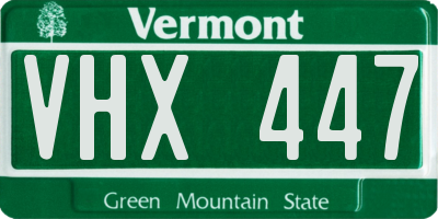 VT license plate VHX447