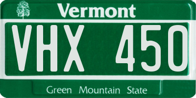 VT license plate VHX450