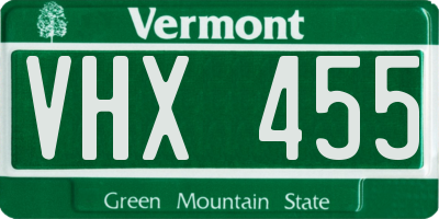VT license plate VHX455