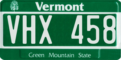 VT license plate VHX458