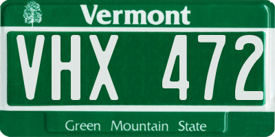 VT license plate VHX472