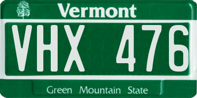 VT license plate VHX476