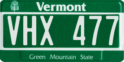 VT license plate VHX477