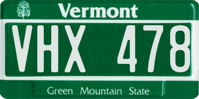 VT license plate VHX478
