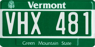 VT license plate VHX481