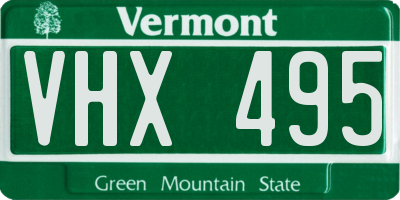 VT license plate VHX495