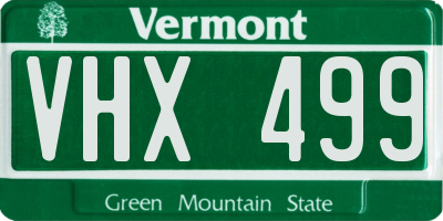 VT license plate VHX499