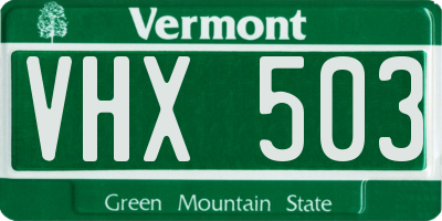 VT license plate VHX503