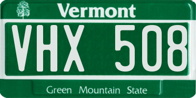 VT license plate VHX508