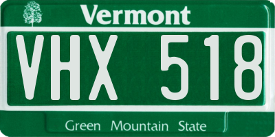 VT license plate VHX518