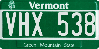 VT license plate VHX538