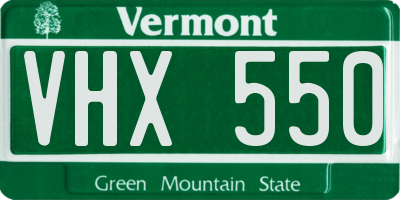VT license plate VHX550