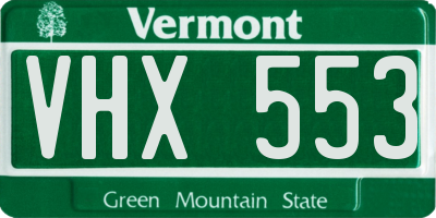VT license plate VHX553
