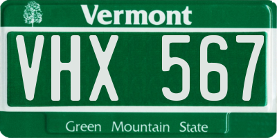 VT license plate VHX567