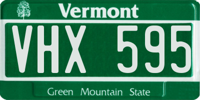 VT license plate VHX595