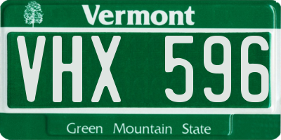 VT license plate VHX596