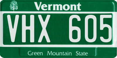 VT license plate VHX605