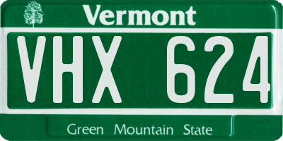 VT license plate VHX624