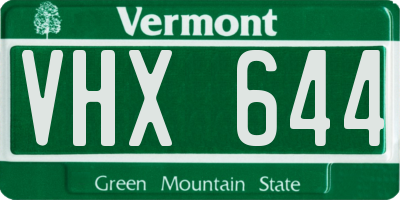 VT license plate VHX644