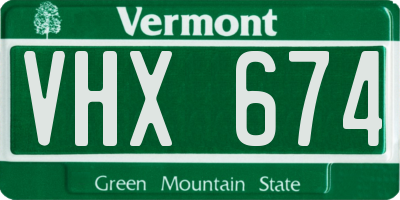 VT license plate VHX674