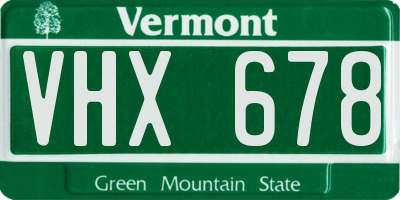 VT license plate VHX678