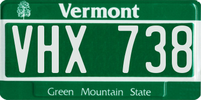 VT license plate VHX738