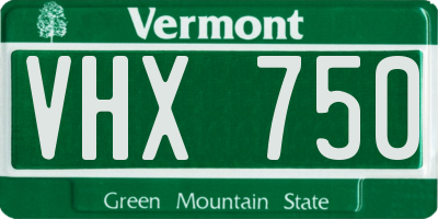 VT license plate VHX750