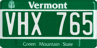 VT license plate VHX765