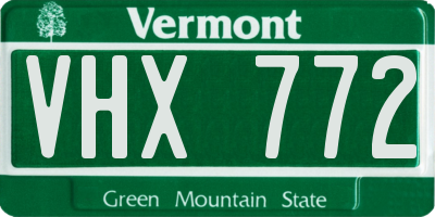 VT license plate VHX772