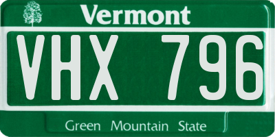 VT license plate VHX796