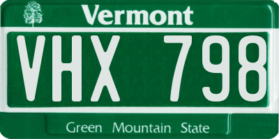 VT license plate VHX798