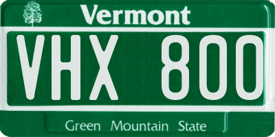 VT license plate VHX800