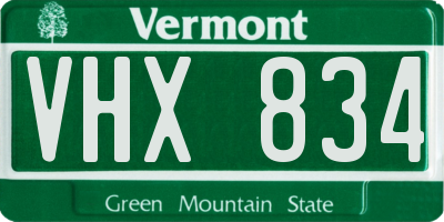 VT license plate VHX834