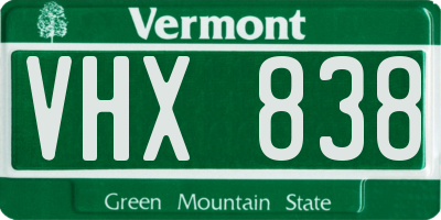 VT license plate VHX838