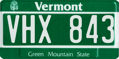 VT license plate VHX843