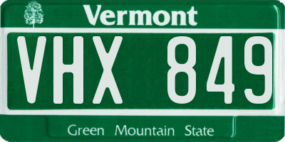 VT license plate VHX849
