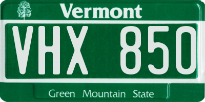 VT license plate VHX850