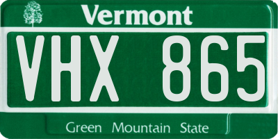 VT license plate VHX865