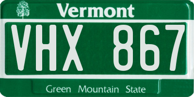VT license plate VHX867