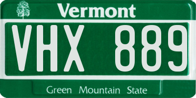 VT license plate VHX889