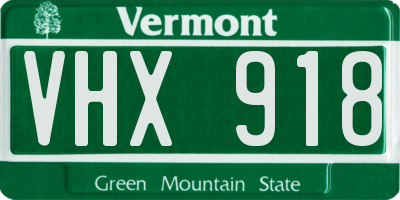 VT license plate VHX918