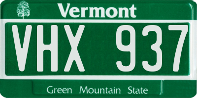 VT license plate VHX937
