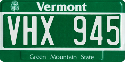 VT license plate VHX945