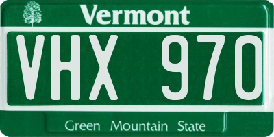 VT license plate VHX970