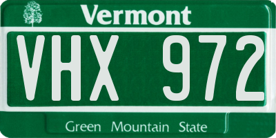 VT license plate VHX972