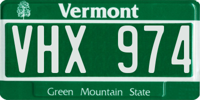 VT license plate VHX974