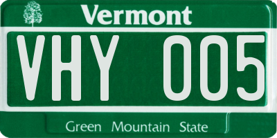 VT license plate VHY005