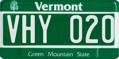 VT license plate VHY020