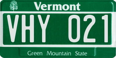 VT license plate VHY021