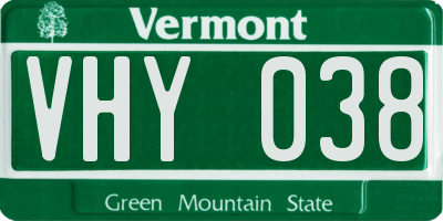 VT license plate VHY038